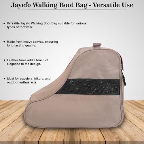 Jayefo Hunting Shoes Cover Bag - Stylish & Functional Walking Foot Bag, Walking Boots Bag Made with Cotton & Designed with Double Back Zips, Hook & Loop Fastener Ideal for Travelers & Hikers| (Fawn)