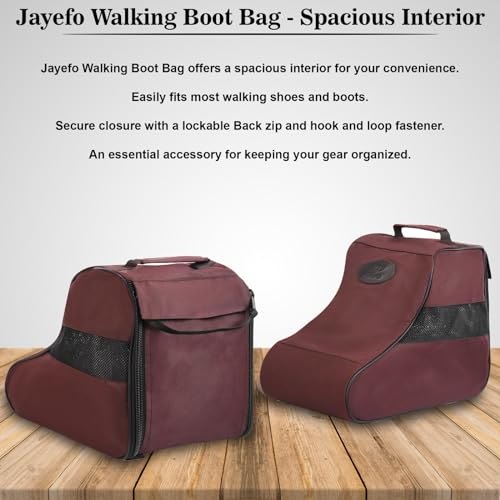 Jayefo Hunting Shoes Cover Bag - Stylish & Functional Walking Foot Bag, Walking Boots Bag Made with Cotton & Designed with Double Back Zips, Hook & Loop Fastener Ideal for Travelers & Hikers| (Brown)