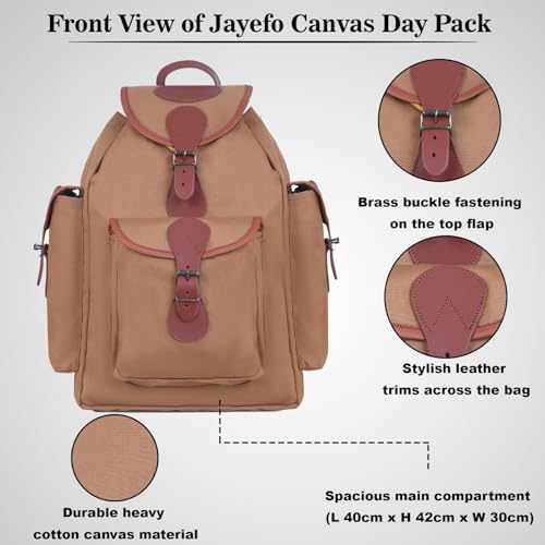 Jayefo R-82 Leather Hunting Bag - Stylish & Functional Leather Bag for Men, Messenger Bag Made with Leather & Designed with Top Handle, Shoulder Straps, Classic Buckle & 3 Convenient Pockets | (Fawn)