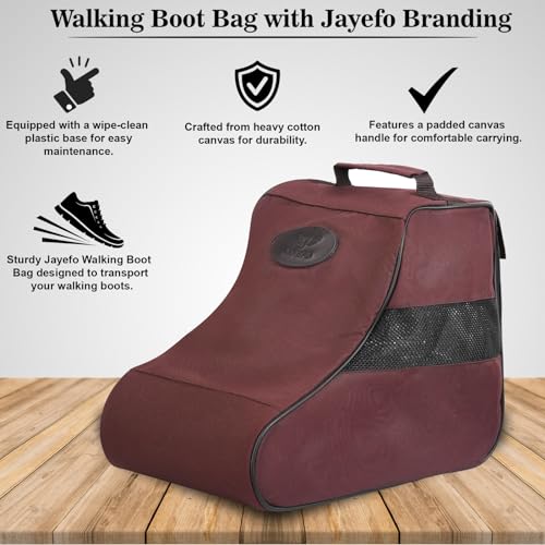 Jayefo Hunting Shoes Cover Bag - Stylish & Functional Walking Foot Bag, Walking Boots Bag Made with Cotton & Designed with Double Back Zips, Hook & Loop Fastener Ideal for Travelers & Hikers| (Brown)