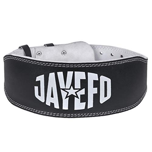 Jayefo Leather Buckle Weightlifting Lumbar Support Safety Belt Back Brace Workout Training Powerlifting Bodybuilding for Men & Women (Black)