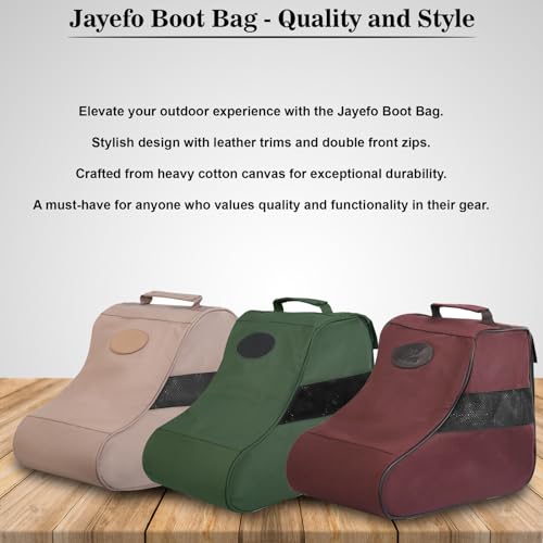 Jayefo Hunting Shoes Cover Bag - Stylish & Functional Walking Foot Bag, Walking Boots Bag Made with Cotton & Designed with Double Back Zips, Hook & Loop Fastener Ideal for Travelers & Hikers| (Brown)