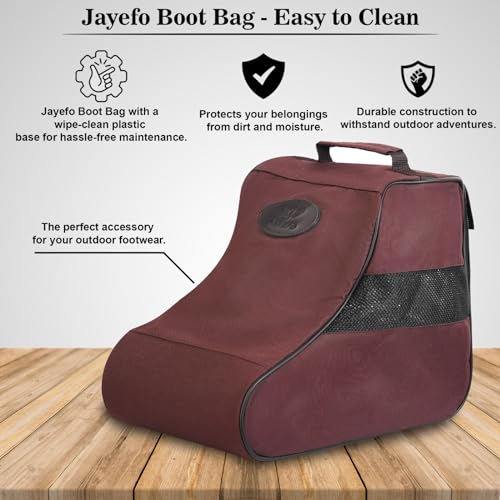 Jayefo Hunting Shoes Cover Bag - Stylish & Functional Walking Foot Bag, Walking Boots Bag Made with Cotton & Designed with Double Back Zips, Hook & Loop Fastener Ideal for Travelers & Hikers| (Brown)