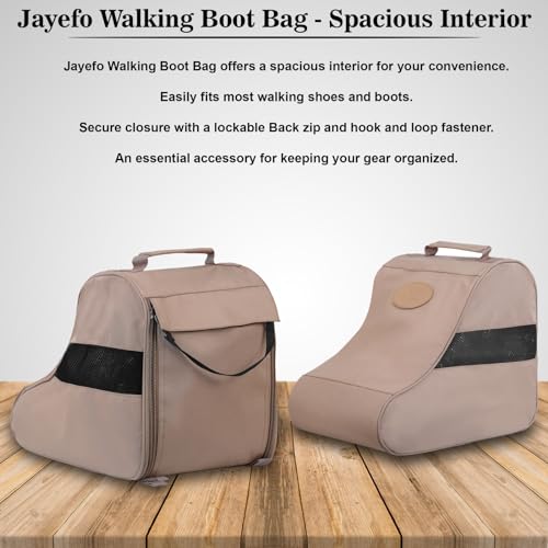 Jayefo Hunting Shoes Cover Bag - Stylish & Functional Walking Foot Bag, Walking Boots Bag Made with Cotton & Designed with Double Back Zips, Hook & Loop Fastener Ideal for Travelers & Hikers| (Fawn)