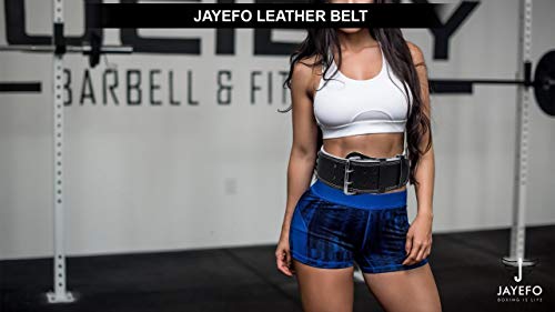 Jayefo Leather Buckle Weightlifting Lumbar Support Safety Belt Back Brace Workout Training Powerlifting Bodybuilding for Men & Women (Black)