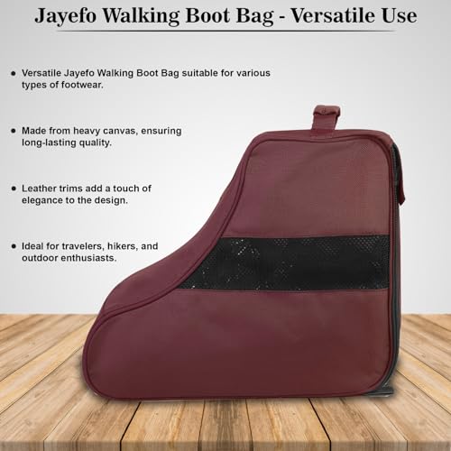 Jayefo Hunting Shoes Cover Bag - Stylish & Functional Walking Foot Bag, Walking Boots Bag Made with Cotton & Designed with Double Back Zips, Hook & Loop Fastener Ideal for Travelers & Hikers| (Brown)