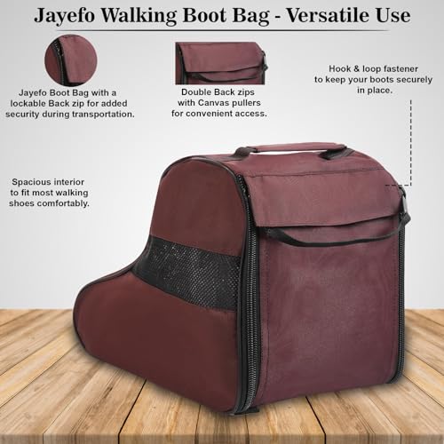 Jayefo Hunting Shoes Cover Bag - Stylish & Functional Walking Foot Bag, Walking Boots Bag Made with Cotton & Designed with Double Back Zips, Hook & Loop Fastener Ideal for Travelers & Hikers| (Brown)