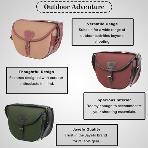 Jayefo R-17 Cotton Hunting Bag - Stylish & Functional Cotton Bag for Hunting, Messenger Bag Made with Cotton & Designed with Leather Shoulder Straps & Metal Buckle for Outdoor Adventures | (Green)