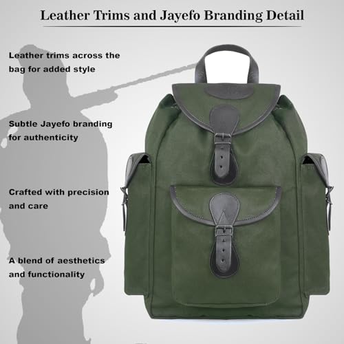 Jayefo R-82 Leather Hunting Bag - Stylish & Functional Leather Bag for Men, Messenger Bag Made with Leather & Designed with Top Handle, Shoulder Straps, Classic Buckle & 3 Convenient Pockets| (Green)