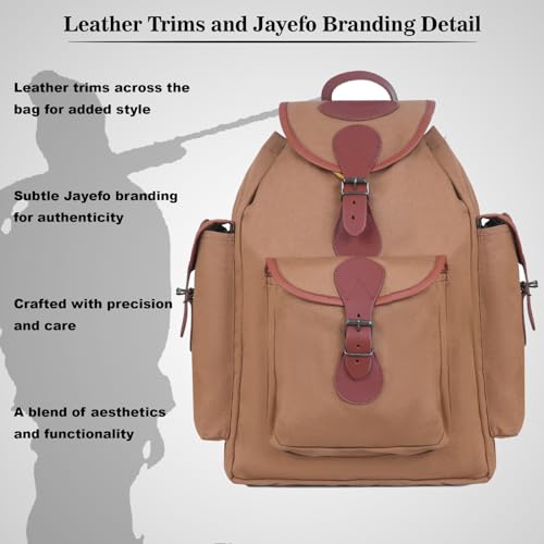 Jayefo R-82 Leather Hunting Bag - Stylish & Functional Leather Bag for Men, Messenger Bag Made with Leather & Designed with Top Handle, Shoulder Straps, Classic Buckle & 3 Convenient Pockets | (Fawn)