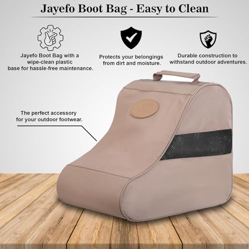 Jayefo Hunting Shoes Cover Bag - Stylish & Functional Walking Foot Bag, Walking Boots Bag Made with Cotton & Designed with Double Back Zips, Hook & Loop Fastener Ideal for Travelers & Hikers| (Fawn)