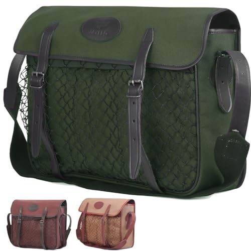 Jayefo R-31 Hunting Bag - Stylish & Functional Cotton Bag for Hunting, Messenger Bag Designed with Leather Shoulder Straps, Metal Buckle & Front Pocket, Ideal for Outdoor Adventures | (Green)