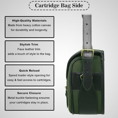 Jayefo R-17 Cotton Hunting Bag - Stylish & Functional Cotton Bag for Hunting, Messenger Bag Made with Cotton & Designed with Leather Shoulder Straps & Metal Buckle for Outdoor Adventures | (Green)