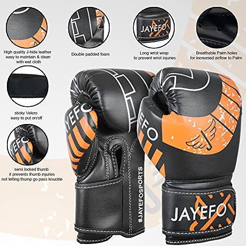 Jayefo Boxing Gloves for Kids & Children - Youth Boxing Gloves for Boxing, Kick Boxing, Muay Thai and MMA - Beginners Heavy Bag Gloves for Heavy Boxing Punching Bag