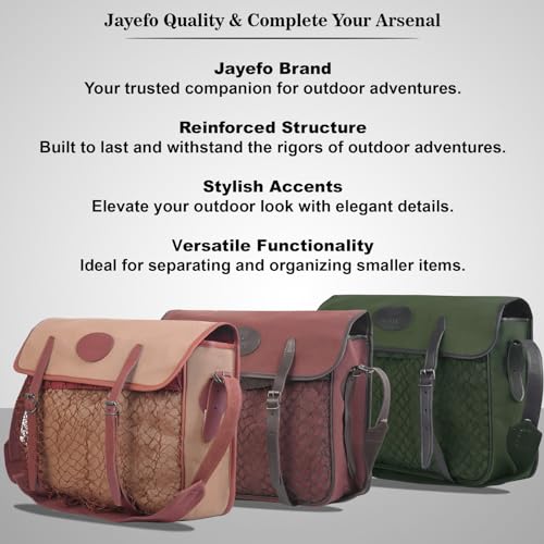 Jayefo R-31 Hunting Bag - Stylish & Functional Cotton Bag for Hunting, Messenger Bag Designed with Leather Shoulder Straps, Metal Buckle & Front Pocket, Ideal for Outdoor Adventures | (Fawn)