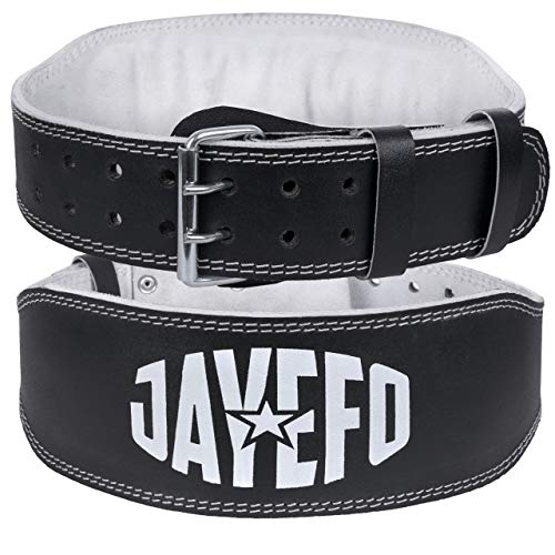 Jayefo Leather Buckle Weightlifting Lumbar Support Safety Belt Back Brace Workout Training Powerlifting Bodybuilding for Men & Women (Black)