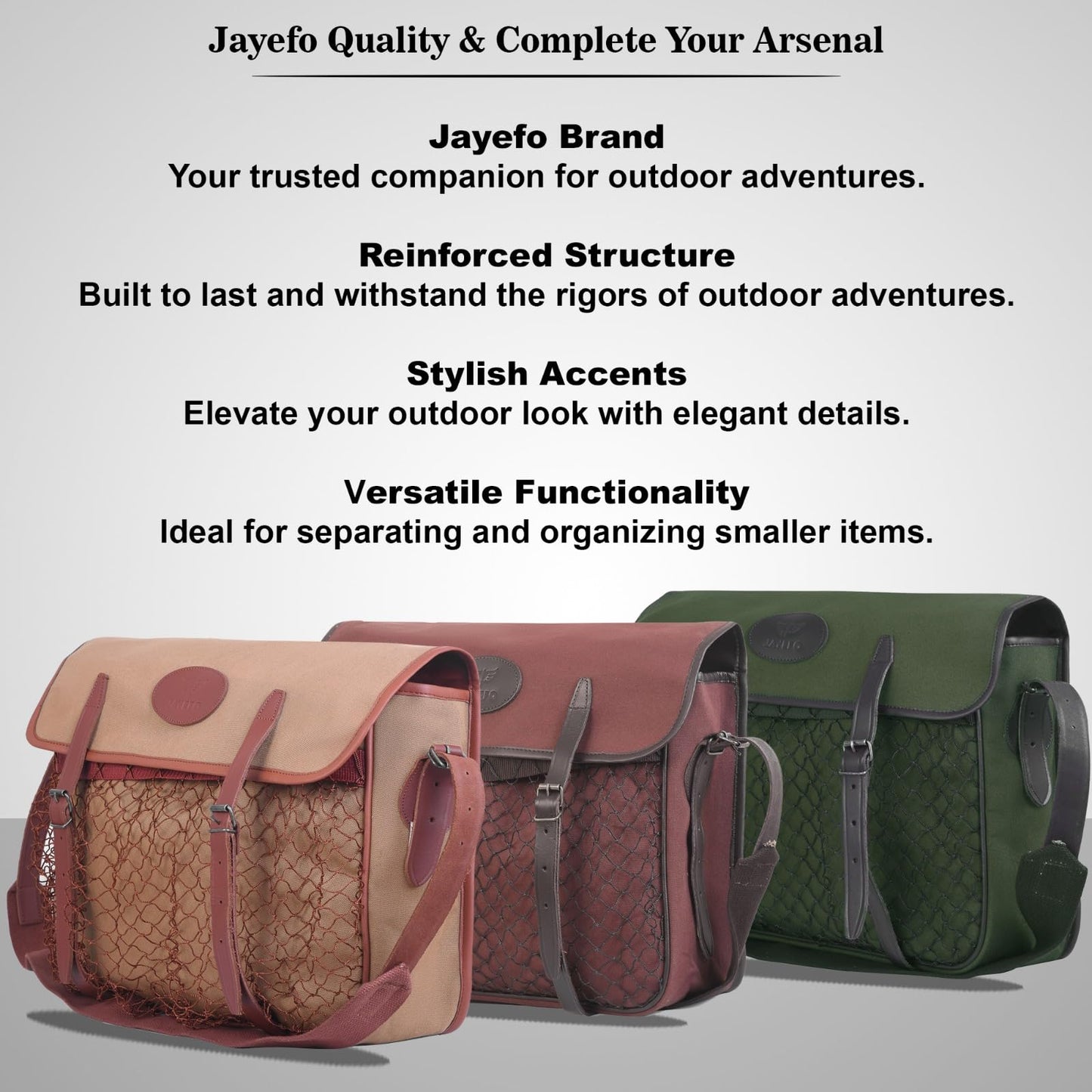 Jayefo R-31 Hunting Bag - Stylish & Functional Cotton Bag for Hunting, Messenger Bag Designed with Leather Shoulder Straps, Metal Buckle & Front Pocket, Ideal for Outdoor Adventures | (Brown)