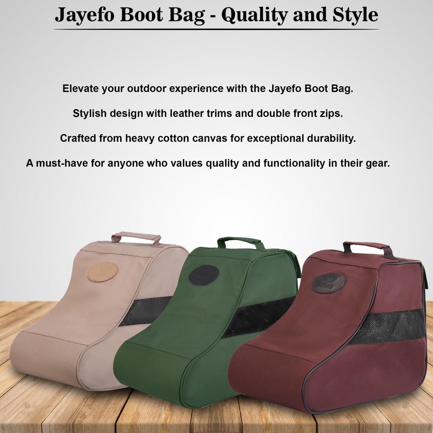 Jayefo Hunting Shoes Cover Bag - Stylish & Functional Walking Foot Bag, Walking Boots Bag Made with Cotton & Designed with Double Back Zips, Hook & Loop Fastener Ideal for Travelers & Hikers| (Green)