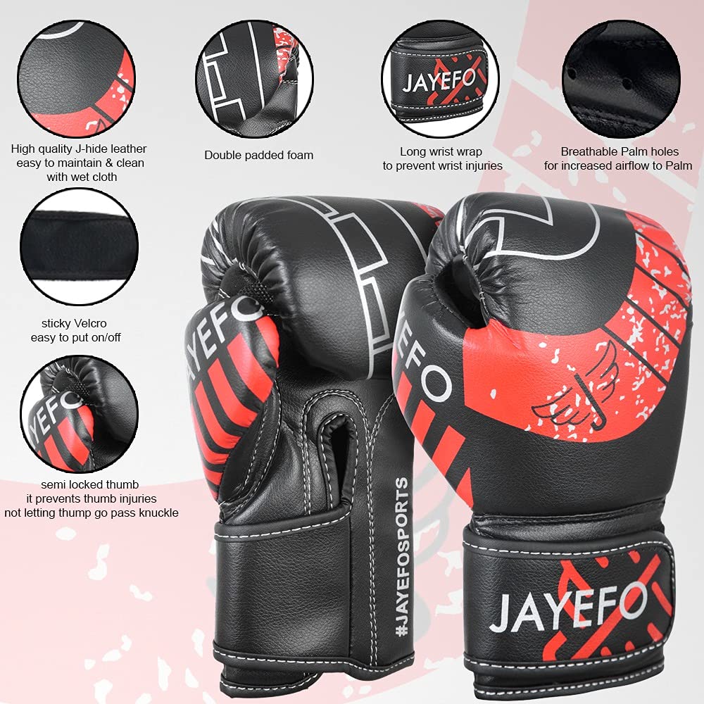 Jayefo Boxing Gloves for Kids & Children - Youth Boxing Gloves for Boxing, Kick Boxing, Muay Thai and MMA - Beginners Heavy Bag Gloves for Heavy Boxing Punching Bag