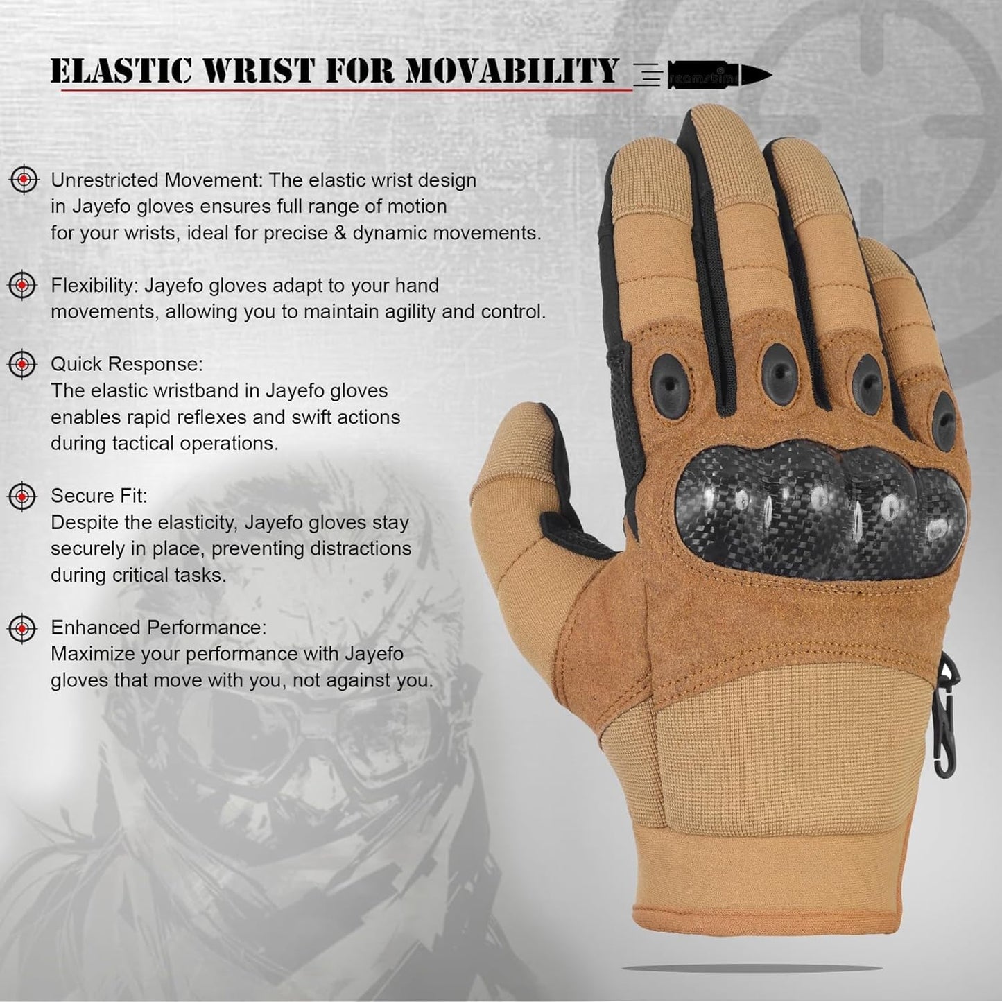 Jayefo Adjustable Unisex Work Gloves - Safety Work Gloves Provides Superior Protetion & Comfort, Firm Grip, Multi Purpose Light & Medium Duty, High Dexterity & Flexible | (Tan)