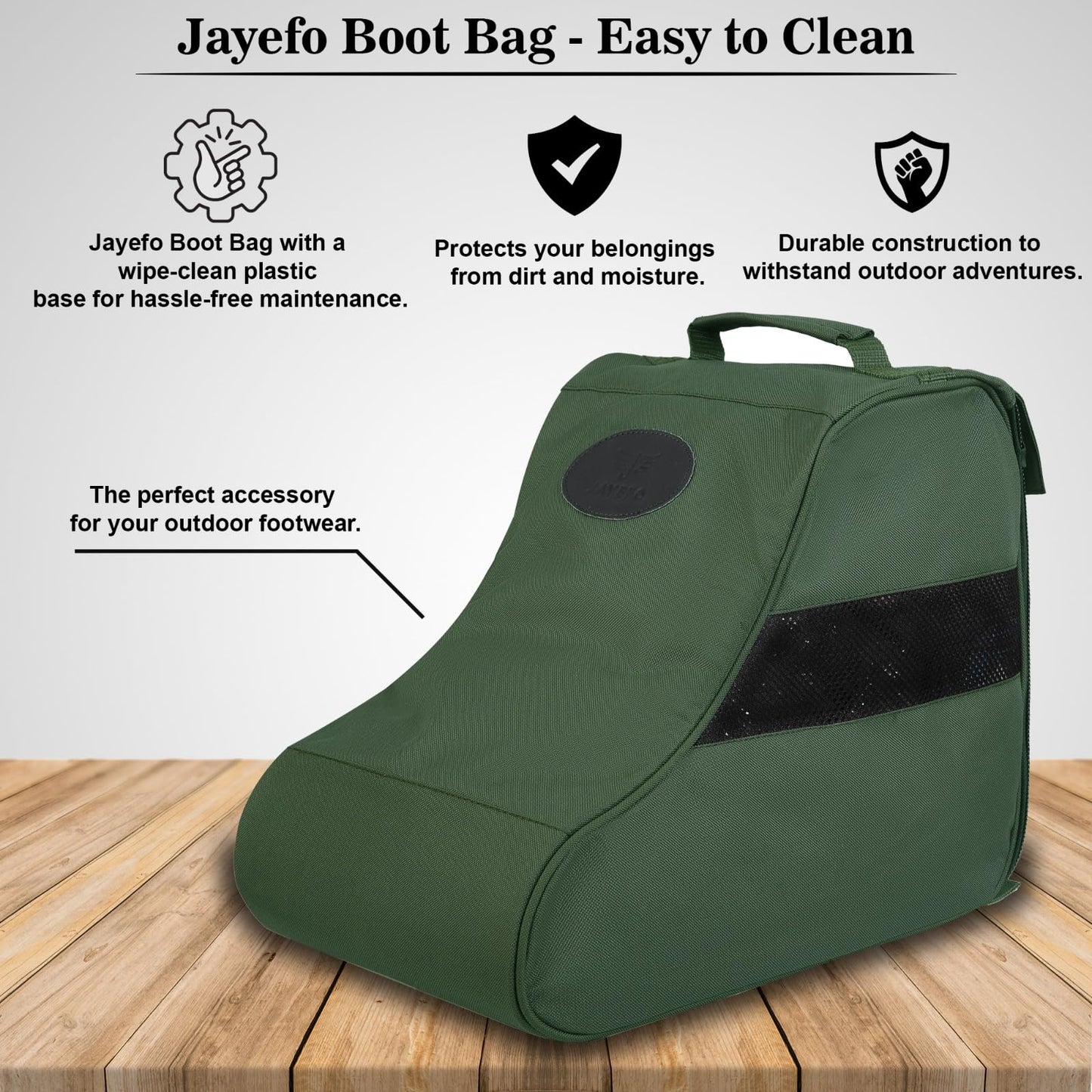 Jayefo Hunting Shoes Cover Bag - Stylish & Functional Walking Foot Bag, Walking Boots Bag Made with Cotton & Designed with Double Back Zips, Hook & Loop Fastener Ideal for Travelers & Hikers| (Green)