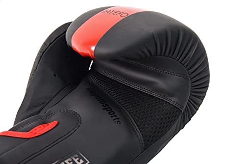 Jayefo Premium R-6 Boxing Gloves – Faux Leather Boxing Gloves for Punching Bag, Kickboxing, Muay Thai, MMA, Men & Women Pro Sparring Fighting & Training Gloves (Red)