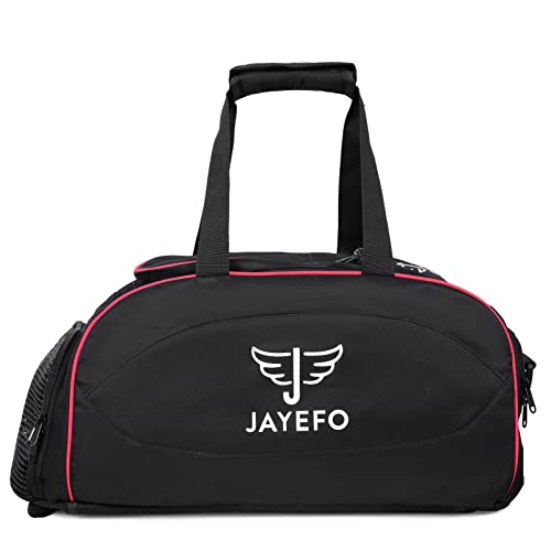 Jayefo Sports Duffle Bag for Travel, Gym, Camping, Overnight and Sports - Camping and Hiking Backpack - Standard Size - Black Red, Black/RED