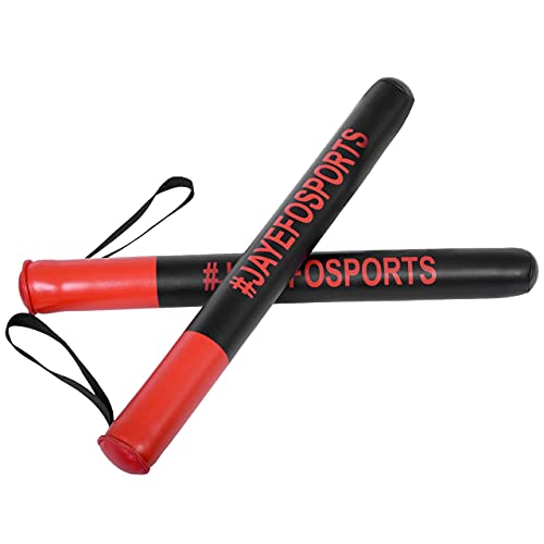 JAYEFO Boxing Training Sticks Pair - Punch Boxing Target Sticks for Muay Thai & MMA Training, Waterproof Vegan Leather Combat Striking Sticks, Coach Training Focus Mitts Pair | (Black & Red)