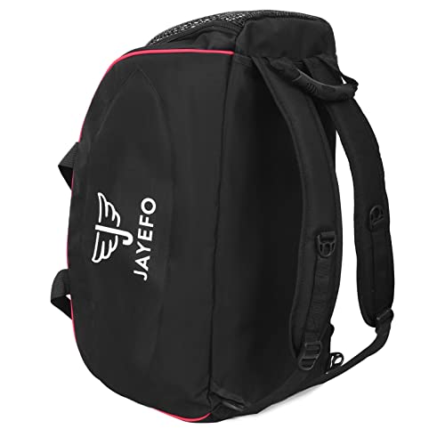 Jayefo Sports Duffle Bag for Travel, Gym, Camping, Overnight and Sports - Camping and Hiking Backpack - Standard Size - Black Red, Black/RED