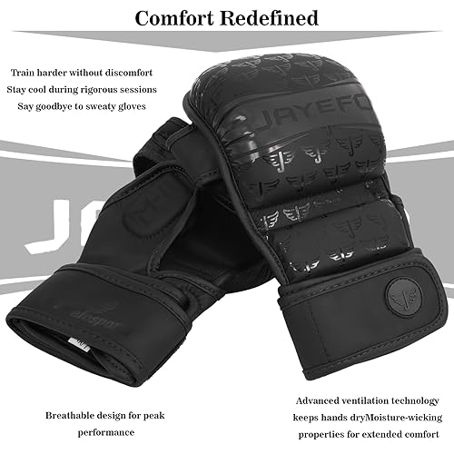 Jayefo MMA Gloves | Open Palm Sparring & Grappling Mitts | Martial Arts for Men & Women | Wrist Support | Combat Sports: MMA, Boxing, Muay Thai, Kickboxing