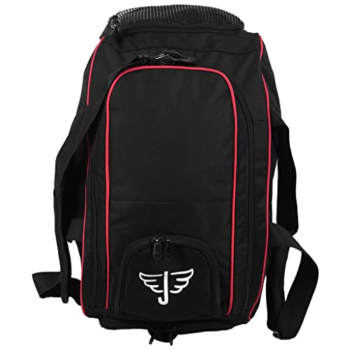 Jayefo Sports Duffle Bag for Travel, Gym, Camping, Overnight and Sports - Camping and Hiking Backpack - Standard Size - Black Red, Black/RED