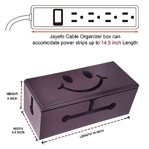 Ultimate Cable Management Box - Wood Lid, Desk & TV Organizer, Concealer for Cords, Surge Protectors, Chargers - Home/Office Solution!