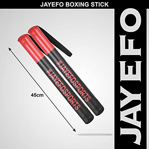 JAYEFO Boxing Training Sticks Pair - Punch Boxing Target Sticks for Muay Thai & MMA Training, Waterproof Vegan Leather Combat Striking Sticks, Coach Training Focus Mitts Pair | (Black & Red)