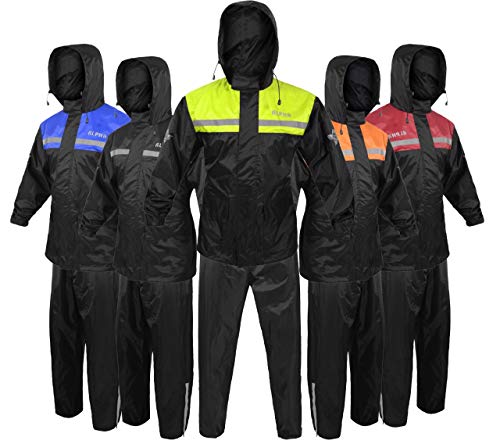 ALPHA CYCLE GEAR Rain Suit - Lightweight Waterproof Rain Gear for Men & Women, Adjustable Protective Rain Jacket and Trouser Suitable for All Sports & Outdoor Activities, Wind Resistant