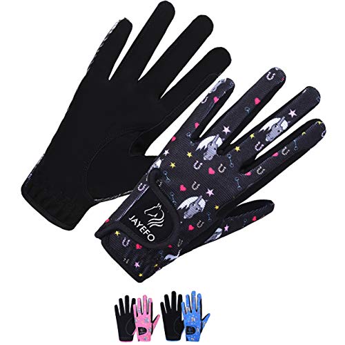 Jayefo Horse Riding Gloves Kids - Multi Purpose Lightweight Childs Riding Gloves for Boys & Girls, Non Slip Equestrian Gloves Breathable Stretched Sweat Absorbent Fit for All Seasons