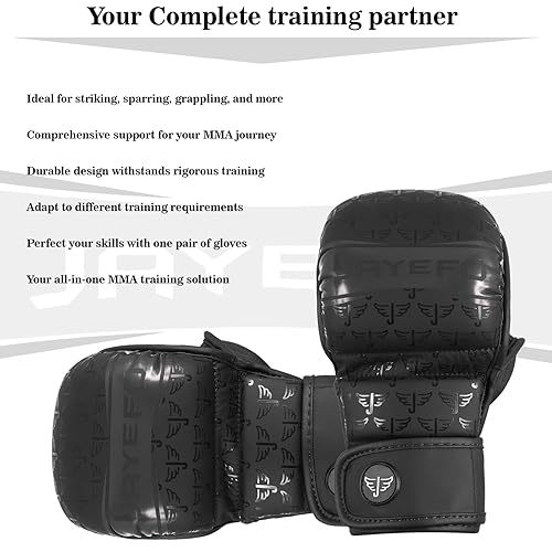 Jayefo MMA Gloves | Open Palm Sparring & Grappling Mitts | Martial Arts for Men & Women | Wrist Support | Combat Sports: MMA, Boxing, Muay Thai, Kickboxing