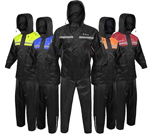 ALPHA CYCLE GEAR Rain Suit - Lightweight Waterproof Rain Gear for Men & Women, Adjustable Protective Rain Jacket and Trouser Suitable for All Sports & Outdoor Activities, Wind Resistant