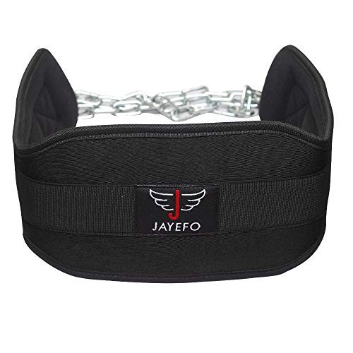 JAYEFO DIP BELT WITH CHAIN INDUSTRIAL STRENGTH STEEL 36 INCHES WEIGHTED CHAIN FOR DIPS PULL UPS WEIGHT LIFTING CROSSFIT ONE SIZE FITS ALL