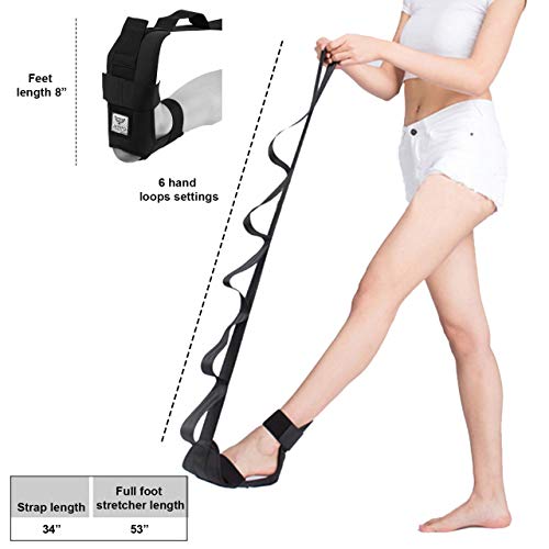 JAYEFO Yoga Strap Leg Stretcher - Ankle Ligament Stretcher Belt with Loops for Plantar Fasciitis, Improve Strength, Balance Stretches & Achilles Tendonitis | Flex Strap Stretching for Back Pain Relief