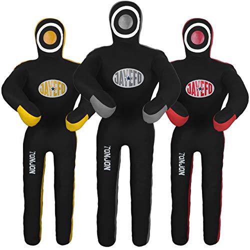 Jayefo Tonjon MMA Grappling Dummies – Jiu Jitsu Dummy for Punch Boxing & Kickboxing, Boxing Dummy for Martial Arts Karate Training, Freestanding Punching Bag for Kickboxing | Unfilled 6ft (Grey/Black)