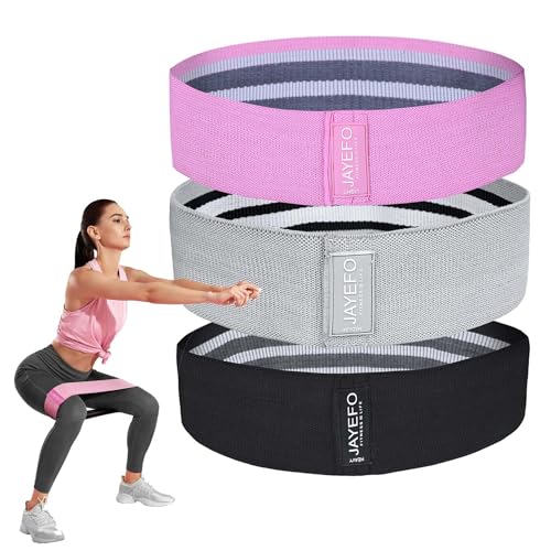 JAYEFO Set of 3 Resistance Bands (Set of 3-Pink/Gray/Black)