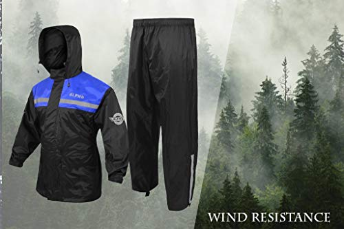 ALPHA CYCLE GEAR Rain Suit - Lightweight Waterproof Rain Gear for Men & Women, Adjustable Protective Rain Jacket and Trouser Suitable for All Sports & Outdoor Activities, Wind Resistant