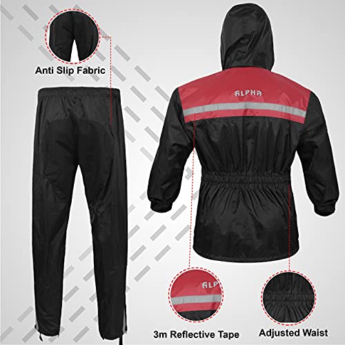 ALPHA CYCLE GEAR Rain Suit - Lightweight Waterproof Rain Gear for Men & Women, Adjustable Protective Rain Jacket and Trouser Suitable for All Sports & Outdoor Activities, Wind Resistant