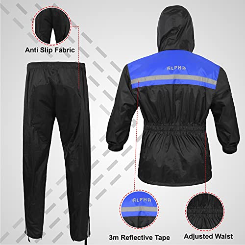 ALPHA CYCLE GEAR Rain Suit - Lightweight Waterproof Rain Gear for Men & Women, Adjustable Protective Rain Jacket and Trouser Suitable for All Sports & Outdoor Activities, Wind Resistant