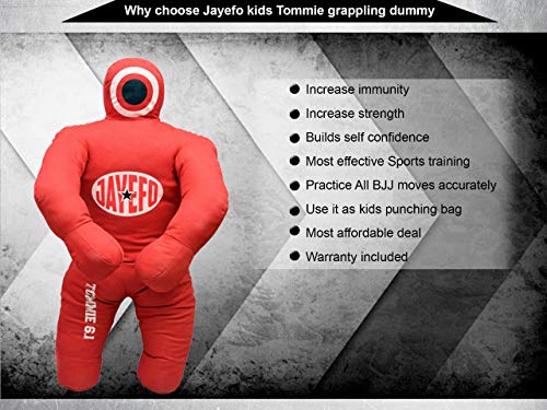 Jayefo Sports Kids Grappling Dummy – Kids Punching Bag for Boxing, Kickboxing, MMA, Muay Thai, Martial Arts Karate Training, Jiu Jitsu Dummy for Punch Boxing Kids & Children | Red