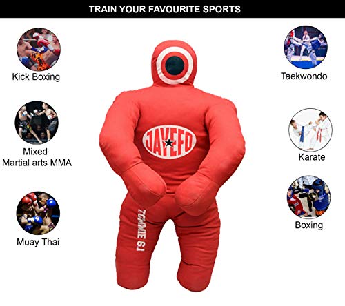 Jayefo Sports Kids Grappling Dummy – Kids Punching Bag for Boxing, Kickboxing, MMA, Muay Thai, Martial Arts Karate Training, Jiu Jitsu Dummy for Punch Boxing Kids & Children | Red