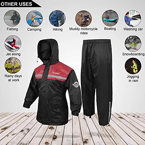 ALPHA CYCLE GEAR Rain Suit - Lightweight Waterproof Rain Gear for Men & Women, Adjustable Protective Rain Jacket and Trouser Suitable for All Sports & Outdoor Activities, Wind Resistant