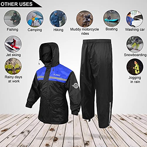 ALPHA CYCLE GEAR Rain Suit - Lightweight Waterproof Rain Gear for Men & Women, Adjustable Protective Rain Jacket and Trouser Suitable for All Sports & Outdoor Activities, Wind Resistant