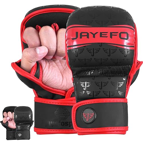 Jayefo MMA Gloves | Open Palm Sparring & Grappling Mitts | Martial Arts for Men & Women | Wrist Support | Combat Sports: MMA, Boxing, Muay Thai, Kickboxing