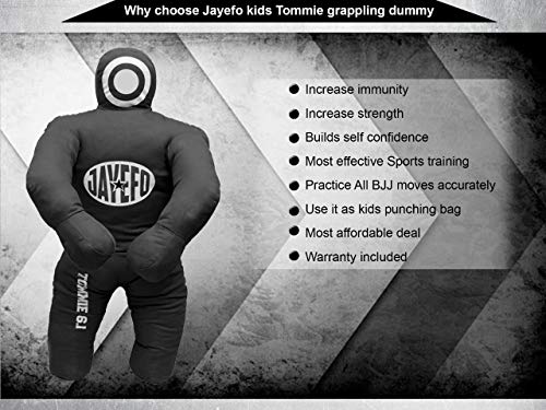 Jayefo Sports Kids Grappling Dummy – Kids Punching Bag for Boxing, Kickboxing, MMA, Muay Thai, Martial Arts Karate Training, Jiu Jitsu Dummy for Punch Boxing Kids & Children | Black